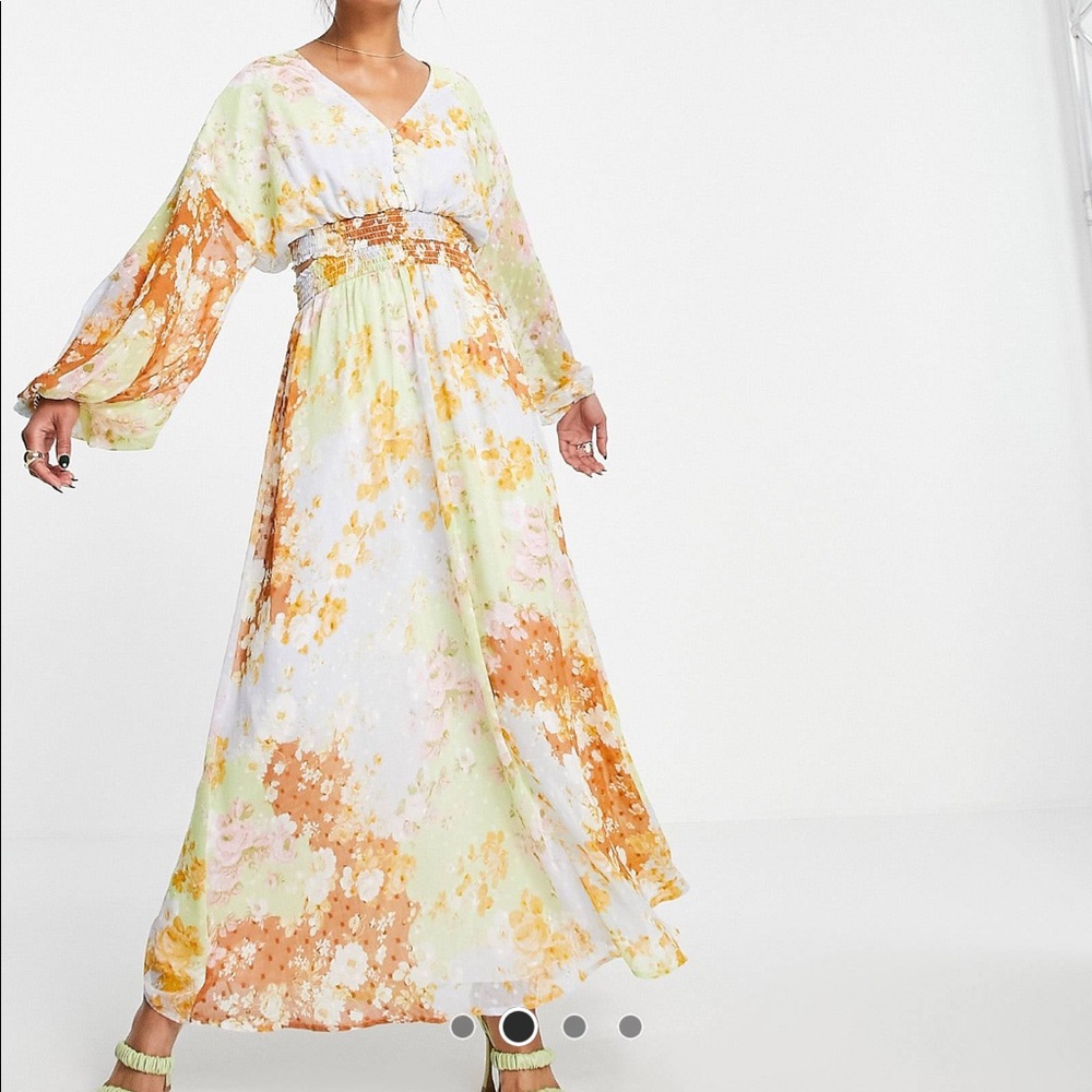ASOS soft shirred waist open back maxi dress